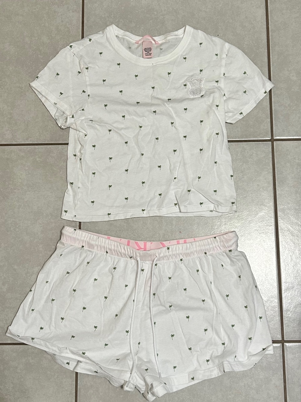 Victoria's Secret 100% Cotton Lace Patch Short Pajama Set